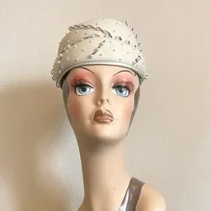 OLEG CASSINI Vtg Pill Box HAT Beautiful Wool Satin Pearls & Beads Union Made USA Oleg Cassini | Accessories | Oleg Cassini Vtg Pill Box Hat  main image 2